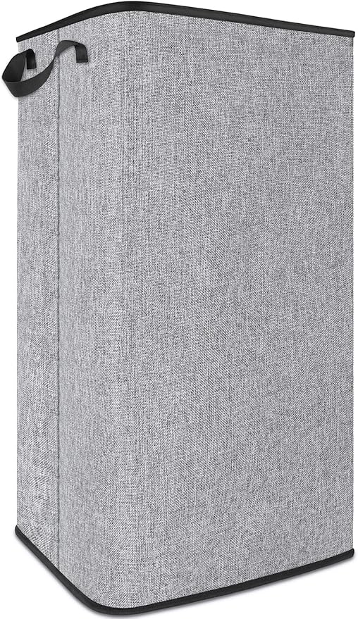 SNIGJAT Extra Large Laundry Hamper, Folding 100L Laundry Basket, Grey | Dirty Clothes Hamper for Bedroom, Tall Hamper, Sturdy Storage Organizer for Clothes and Toys