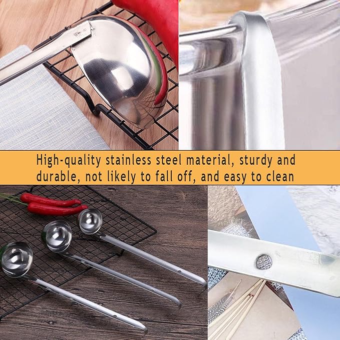 Markeny 4 Pieces Stainless Steel Soup Ladle Metal Handle Ladle with Pouring Rim,1oz/2oz/3oz/5oz Set Ladles for Cooking Soup Sauce