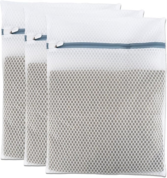 Lingerie Bags for Washing Delicates 3Pcs, Laundry Wash Bag, Honeycomb Mesh Laundry Bag 12x16 Inch Medium
