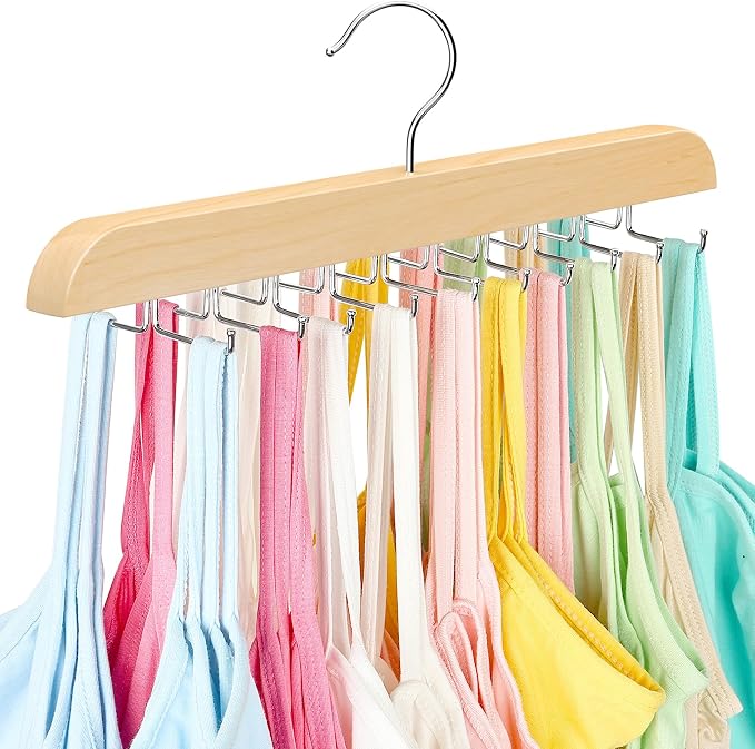 Tank Top Hanger for Closet Organizer, 20 Large Capacity Premium Bra Hanger | Space Saving Hangers with Foldable Metal Hooks, Underwear Storage Bathing Suit Organizer Multi Hanger for Hat, Purse, Belt