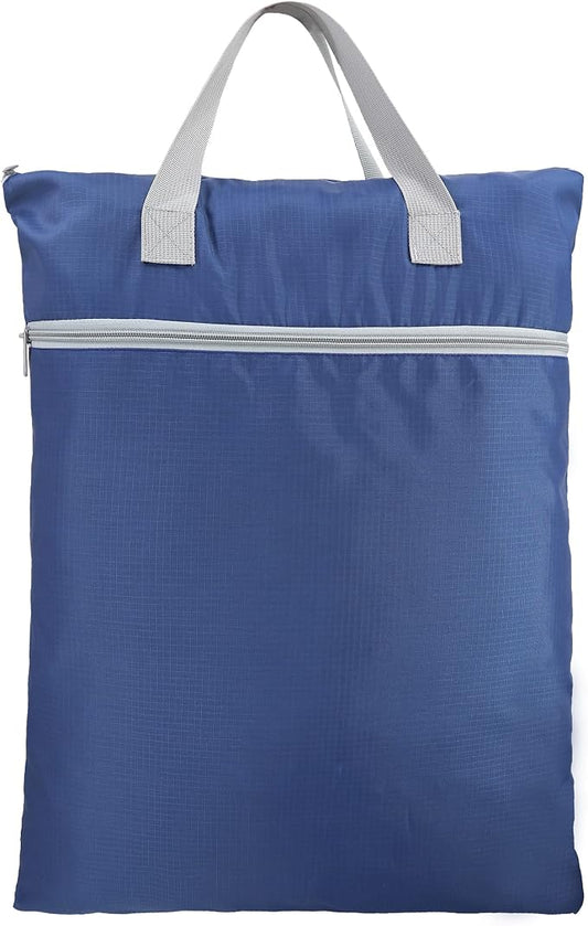 BeeGreen Navy Blue Hanging Laundry Hamper with Strap & Two Zippered Pockets Travel Laundry Bag for College Dorm Travel Day Trip Swimsuit Bathsuit