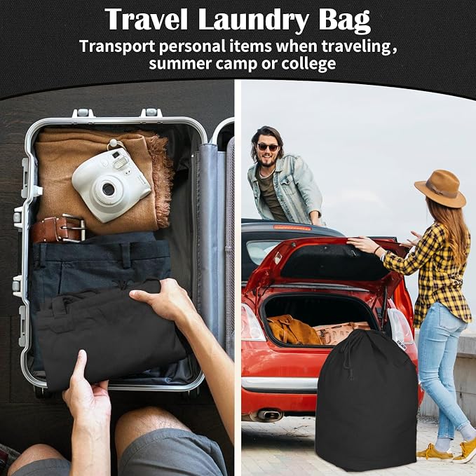 Canvas Laundry Bags with Handles & Square Base 16"Wx16"D x27.6"H, Black | Extra Large Heavy Duty Laundry Basket Hamper Liner Replacement, Washable Drawstring Dirty Clothes Bag, Canvas Storage Sack