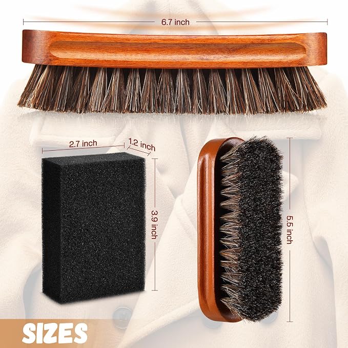 4 Pcs Horsehair Felt Hat Brush Kit with Cleaning Sponge Cowboy Clean Hat Wood Fedora Hat Cleaning Set Baseball Cap Lint Brush Remove Dust for Hair Furniture Suits Clothes(Style F)