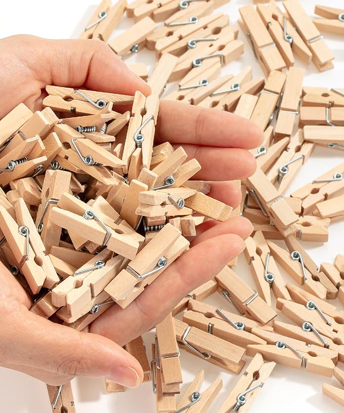 Mr. Pen- Mini Wooden Clothes Pins, 1.4 Inch, 132 Pack, Natural Wood Clips for Crafts, Classroom Projects, Hanging Photos, Chip Bags, Decoration, Rust Resistant Spring