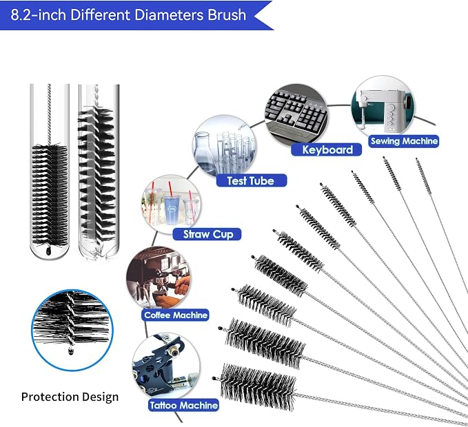 12 Pcs Tube Pipe Cleaners Brush Set | Flexible Drain Brush,Long Straw Brush | 61-inch Flexible Double-Ended Hose Brush,8-inch Different Diameters Brush,12-inch Brass Wire Brush,for Kitchen Sink Plumbing