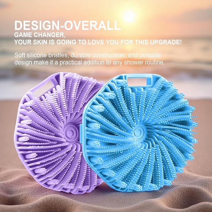 Silicone Body Scrubber for Shower, Shower Body Brush for Effective Showering Exfoliation and Gentle Massage Back Scrubber with Soft Bristles, Loofah Alternative for Sensitive Skin, Gift for Family