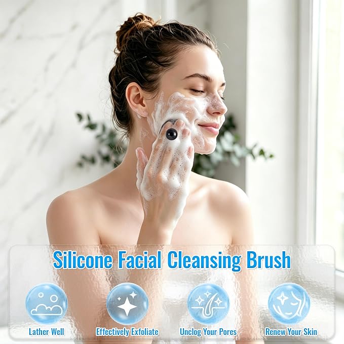 Silicone Back Scrubber for Shower, Bath Brush with Long Handle | Exfoliating & Lathering Body Scrubber Shower Brush