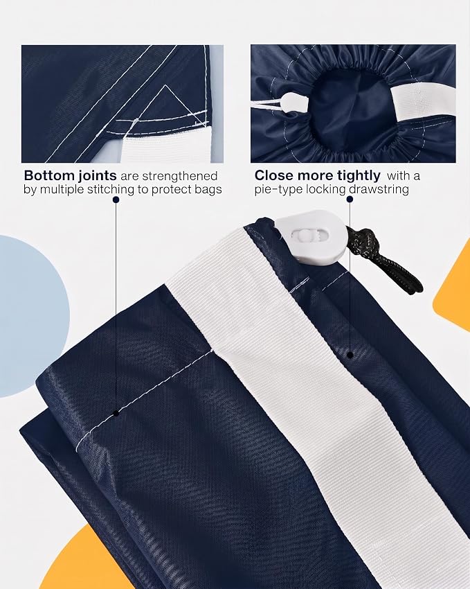 HOMEST 2pack XL Laundry Bag with Strap, Clothes Organizer for Dorm & Travel | Heavy-duty nylon material supports bulky garments and daily transport between baskets and storage areas, Blue & Sky Blue