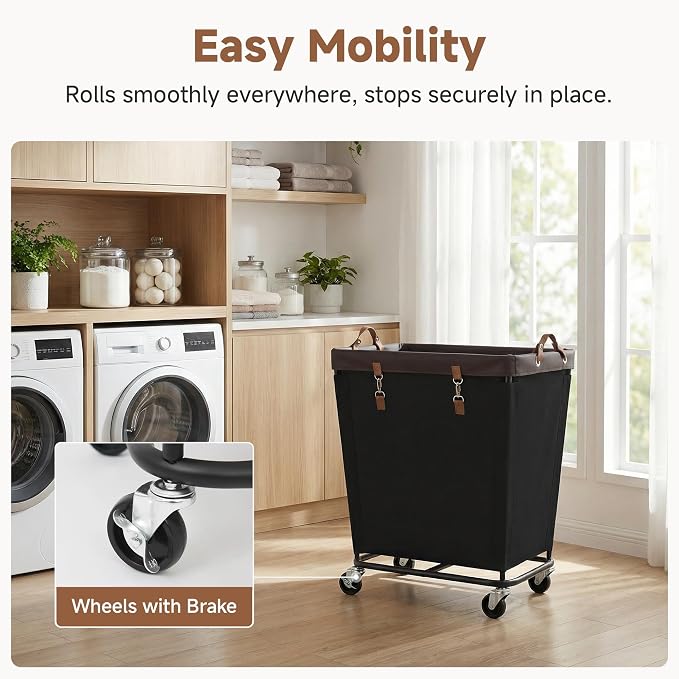 StorageWorks 210L Laundry Basket with Wheels, Rolling Hampers for Clothing