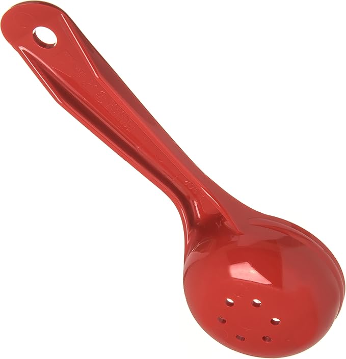Carlisle FoodService Products 496205 Measure Miser Perforated Measuring Spoon with Short Handle, 2 Ounce, Red