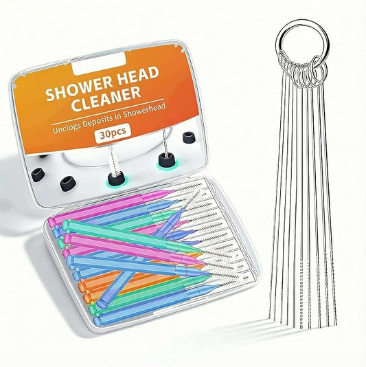 Shower Head Cleaner Tool, Multi-Size Shower Head Cleaning Brush & Shower Head Cleaner Picks for Unclogging Small Nozzles & Crevices Shower Cleaning Tools for Bathroom & Kitchen (30pcs Set)