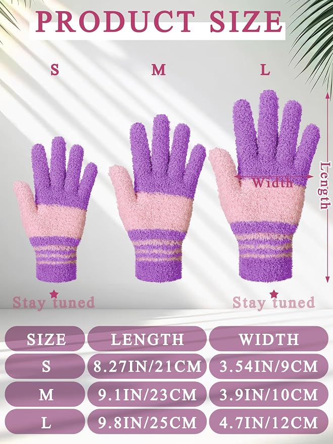 Patelai 3 Pairs Microfiber Plant Dusting Gloves Leaf Cleaning Gloves for Indoor Plants, Blinds, Furniture, House (White,Pink,Purple,Rose Red,Medium)