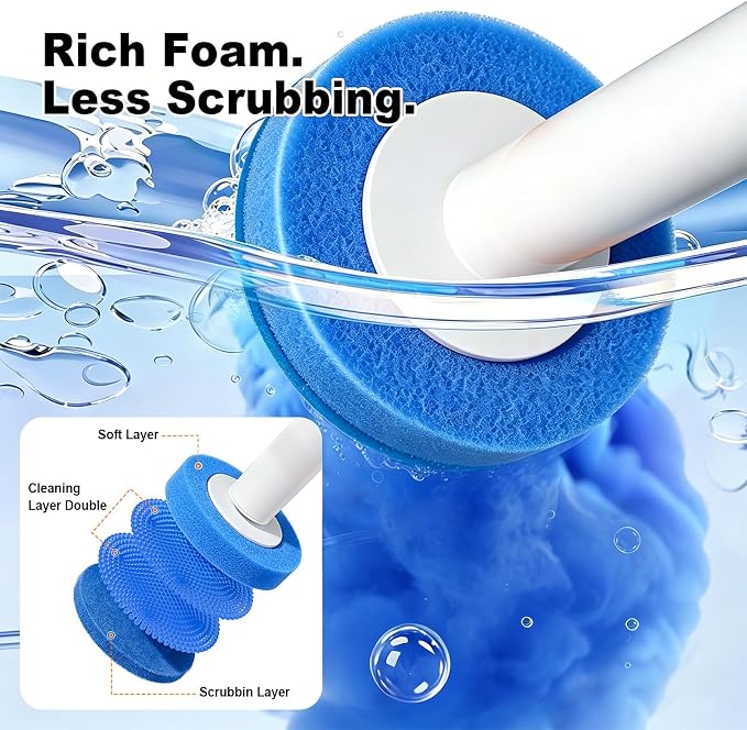 Disposable Toilet Brush with 35 Refill Pads, Auto-Open, Water-Activated Cleaning Heads, Wall-Mounted Toilet Kit for Bathroom & Tub