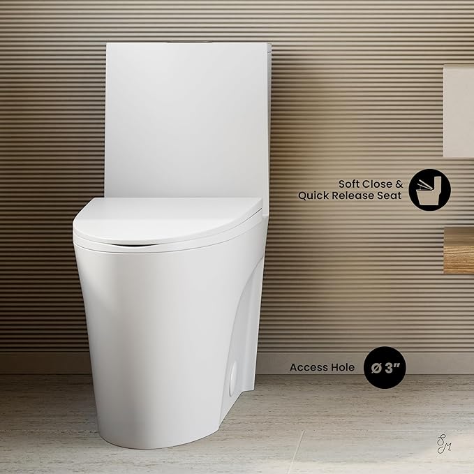 St. Tropez One-Piece 14" Rough-in 1.1/1.6 GPF Dual Top Vortex Flush Elongated Toilet in Matte White