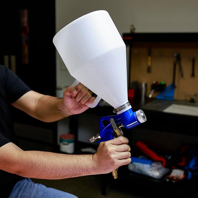 NEIKO 31227A Drywall Texture Sprayer, Air Texture Gun with 1.2 Gallon Hopper Gun, 3 Nozzles: 4 mm, 6 mm, 8 mm, Stucco Mud or Popcorn on Walls and Ceiling, Knockdown, Spray Gun with Handle