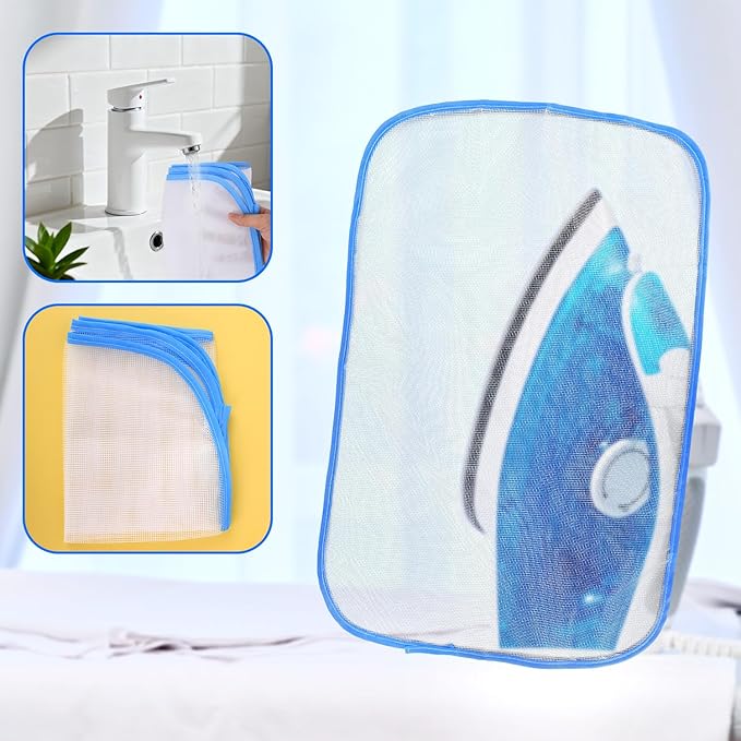 3pcs Pressing Cloth for Ironing, Heat Resistant Polyester Mesh Iron Protector for Clothes Prevents Scorch Marks & Iron Damage Insulation Pad Easy Ironing & Sewing (Random Color)