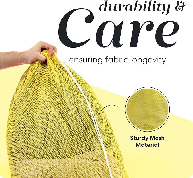Handy Laundry Mesh XL Laundry Bag 24"x36" 2-Pack, Heavy Duty, Yellow | 2-Pack, XL 24x36 Mesh Laundry Bag, Secure Drawstring, Heavy Duty, Machine Washable, for Delicates Dorm Travel Storage, Yellow