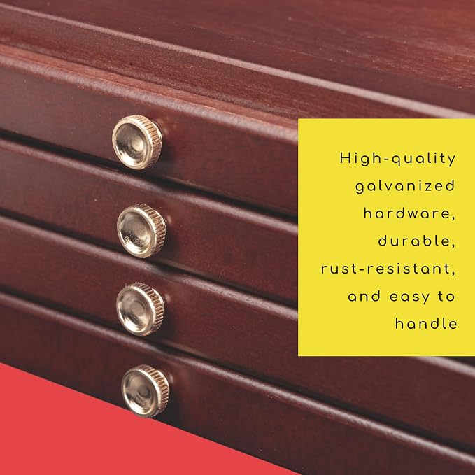 MEEDEN 4-Drawer Wood Artist Supply Storage Box, Portable Beechwood Multifunctional Pencil Brush Organizer Wood Box with Drawer&Compartments for Pastels, Pencils, Pens, Makeup Brushes(Deep Walnut)