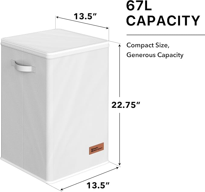 Simple Houseware Foldable Laundry Hamper Basket with Lid and Bag, Pink | Heavy Duty 600D Polyester, Water-Resistant Surface