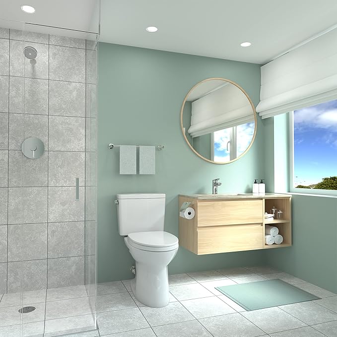 TOTO Drake Two-Piece Elongated 1.28 GPF Universal Height TORNADO FLUSH Toilet with CEFIONTECT and SoftClose Seat, WASHLET+ Ready, Cotton White - MS776124CEFG#01