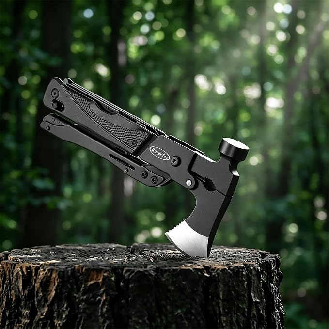 19-in-1 Multi-Tool Axe with Knife, Hammer, Saw, Screwdrivers, Bottle Opener, Nylon Sheath, Camping Tool Survival Gear, Gifts for Men, Dad Gifts, Husband Christmas Stocking Stuffers