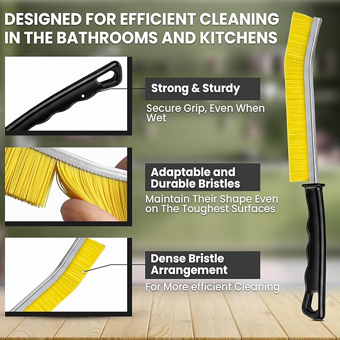 Crevice Cleaning Brush (3-Pieces) red, Black & Yellow