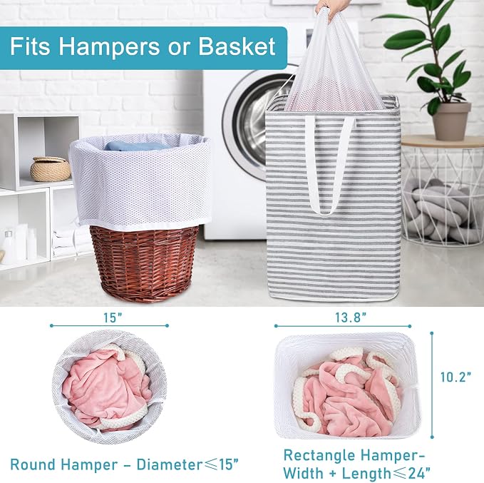 Heavy Duty Diamond Mesh Laundry Bag, 24x36", White | Drawstring & ID Tag, Machine Washable, Commercial Grade, , For College Dorms, Travel, Sports Equipment