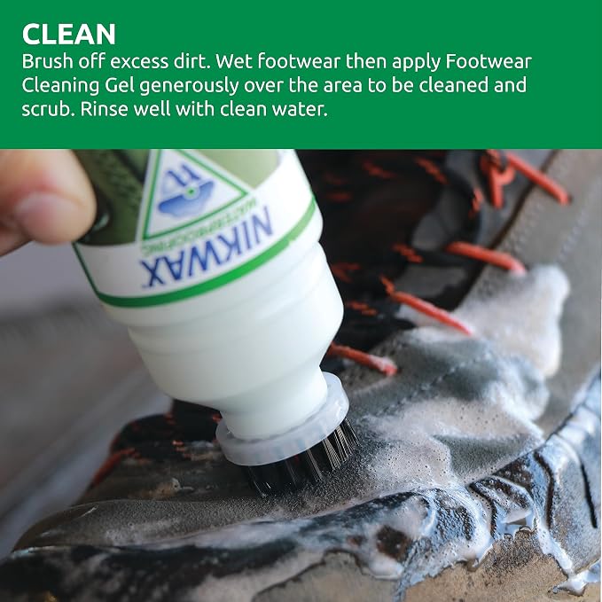 Nikwax Footwear Cleaning Gel, Shoe Care, Boot Cleaner for Suede, Leather, Fabric & Synthetic Materials, Safe for Gore-Tex, Waterproof, DWR