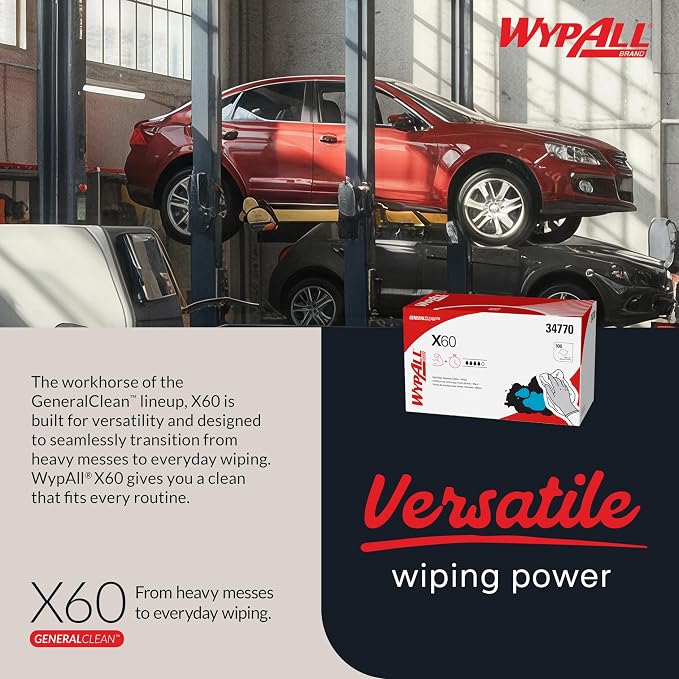 WypAll GeneralClean X60 Multi-Task Cleaning Cloths, 9 x 100 Towels (34770)