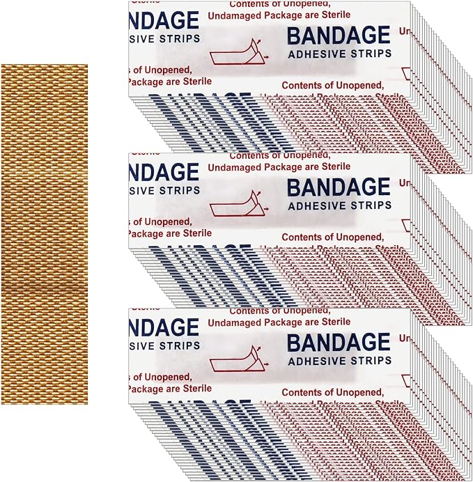 Weewooday 300 Pcs Small Bandage Bulk Nose Bandage Fabric Adhesive Bandages Flexible Breathable Bandages Fabric Bandages for Small Wound Protection Care(0.34 x 1.6 Inch)