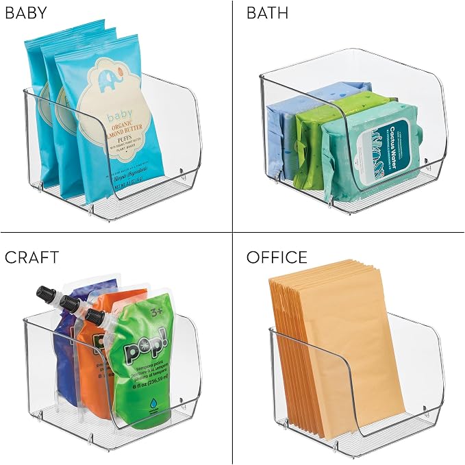 iDesign Stackable Open-Front Storage Bin, Clear | Kitchen and Pantry Organization
