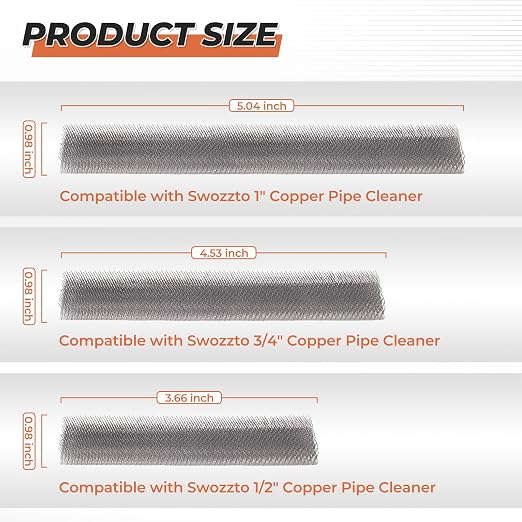 1/2" & 3/4" Stainless Brushes for Copper Pipe Cleaner(Each 3PCS) | Stainless Steel Replaceable Brushes