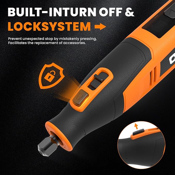 4V Cordless Rotary Tool Kit with 80Pcs, 4000mAh Long-lasting Battery | 6 Speeds 8000-28000RPM Rotary Tool with Digital Display for Cutting, Sanding, Polishing, Drilling, Engraving, DIY Crafts