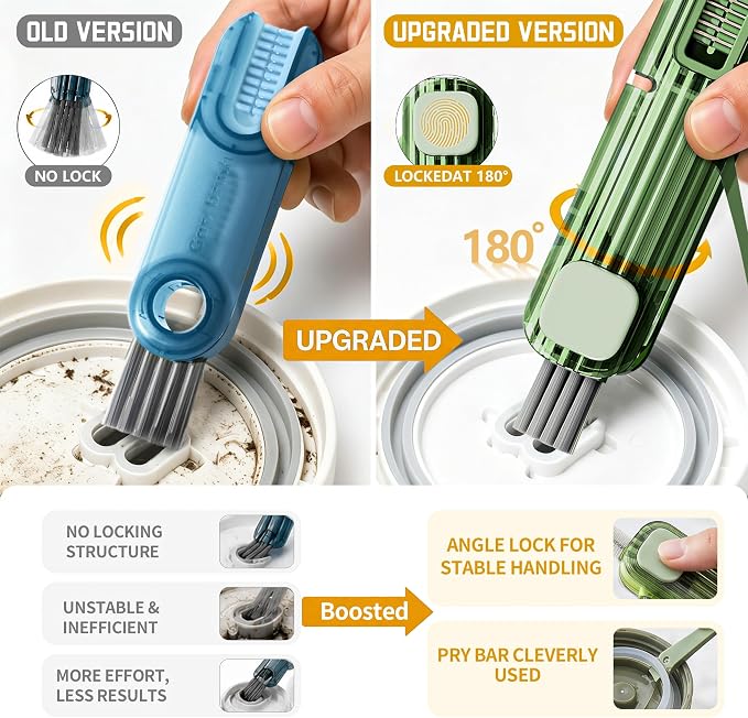 3Pcs 4 in 1 Cup Lid Gap Cleaning Brush Set,Multifunctional Crevice Cleaning Brush for Bottle,Multipurpose Bottle Cleaner with Compact Design Tiny Silicone Cup Holder Cleaner Tool,Kitchen Gadgets
