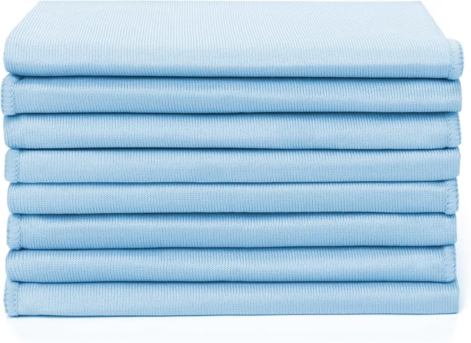 Zflow Microfiber Glass Cleaning Cloths - 8 Pack (16 x 16) - Streak Free - Lint Free - Quickly Clean Windows, Windshields, Mirrors, and Stainless Steel