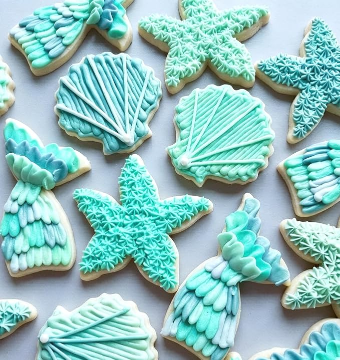 Mermaid Cookie Cutters,Mermaid tail, Starfish, Seashell-Stainless Steel Holiday Cookie Cutters Shapes for Baking Gift