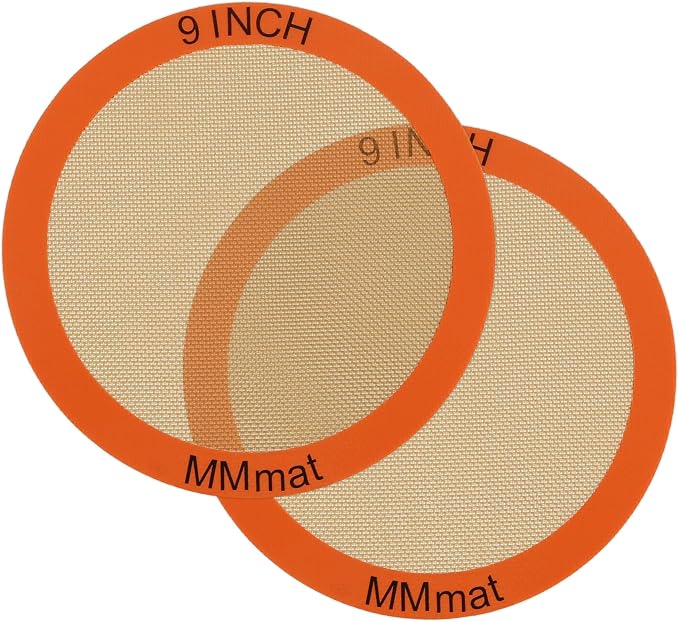 Silicone Baking Mats Set of 2 Round Non-Stick Reusable Air Fryer Linner - Best German Silicone - 9 inch