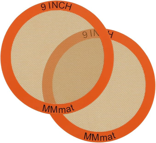 Silicone Baking Mats Set of 2 Round Non-Stick Reusable Air Fryer Linner - Best German Silicone - 9 inch