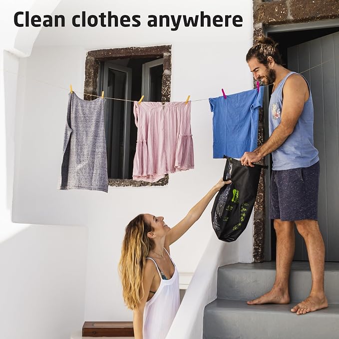 Scrubba Wash Bag Patented Washboard-in-a-Bag™ 5 oz Travel Clothes Washer | Pack Light, Wash Anywhere Fast, Internal Washboard, Machine-Quality Wash, No Electricity, Camping, Backpacking, RV, Cruises