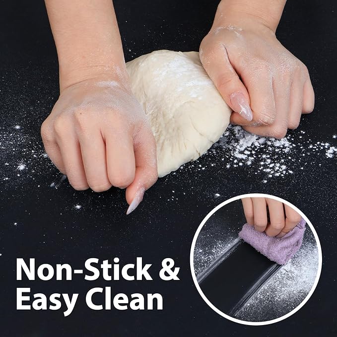 Thick Silicone Counter Mat Large 23.4"by15.6", Heat Resistant Mat for Kitchen Table/Countertop Protector/Non Stick Pastry Baking Placemats, Silicone Pad for Crafts Kids, Super Kitchen Black