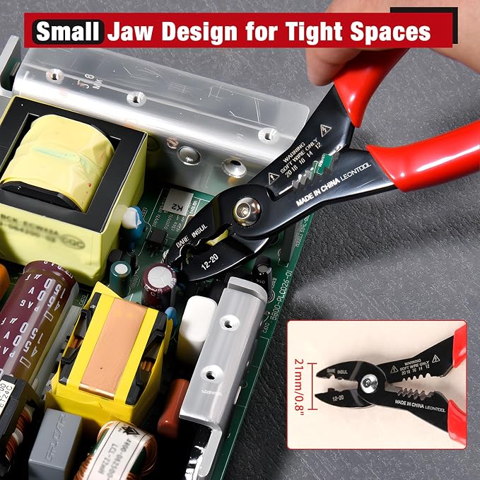 4-in-1 Multi Purpose Electricians Pliers, 7" Compact Wire Stripper | Wire Stripper Cutter Crimper Gripper, Cr-V Steel, Professional Crimping Tool, for 12-20 AWG Insulated & Non-Insulated Wires