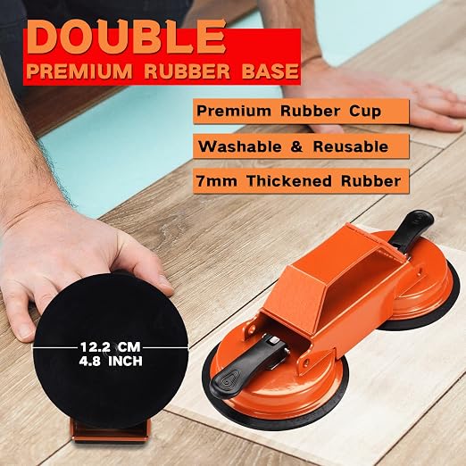 REXBETI Floor Gap Fixer Tool, Plank Gap Repair Kit, Heavy Duty Suction Cup | Double 45° widened striking. Double rubber cup. 10pcs sticky pads. Fixer Laminate/Vinyl Flooring/Hardwood/LVP