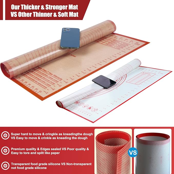 Silicone Pastry Mat 36X24 inch Baking mat Perfect for Dough, Pastry, Pie Crust, Fondant, Cookies, Bread, Pasta/Pizza,Pastry Board, Kitchen Counter Mat