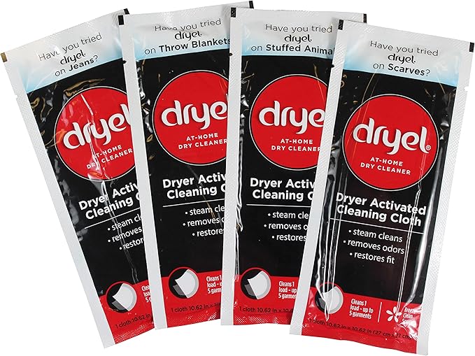 dryel At-Home Dry Cleaner Refill Kit, Gentle Laundry Care for Special Fabrics and Dry-Clean-Only Clothes, 8 Load Capacity - Reusable Fabric Protection Bag Needed (Sold Seperatly)