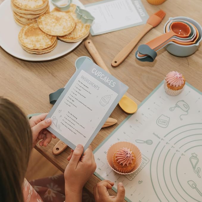 Wooden Baking Set for Kids - A Complete Set of Real Kitchen Utensils Gives Toddlers a Fun Cooking Experience - Durable Safe to Use Tools are Perfect for Gifting to Create Lasting Family Memories