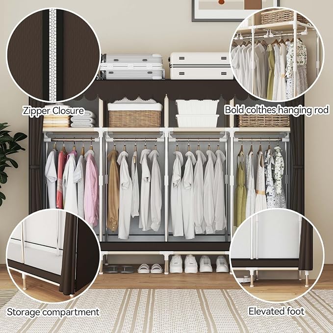 Portable Closet Wardrobe with Drawers for Bedroom，Apartment and Living Room