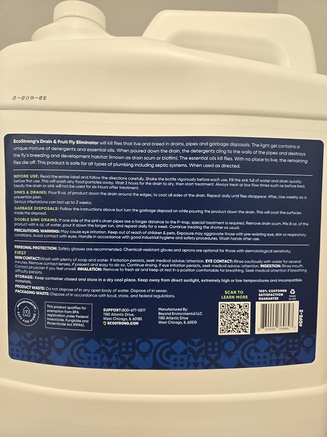 Fruit Fly Drain Treatment | Drain Fly Eliminator | Eliminates Gnats, Sewer Flies and More - Works in All Drains - 256 Fl Oz