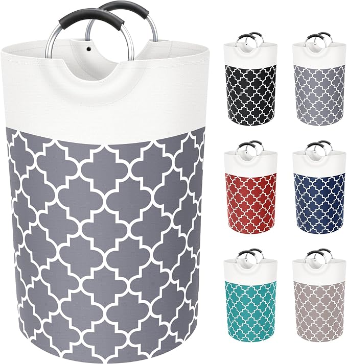Fabspace Large Laundry Basket Laundry Hamper Bag Washing Bin Clothes Bag Collapsible Tall with Handles Waterproof Travel Bathroom College Essentials Storage for College Dorm, Family (Grey) 75L | Freestanding Laundry Hamper, Waterproof Dirty Clothes Sto...
