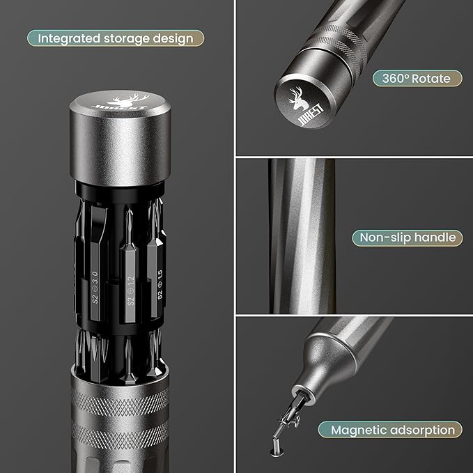 JOREST 32 in 1 Small Precision Screwdriver Set, Tool Gifts for Men Dad Him, Portable Multibit Screwdriver Repair Tool, EDC Pen Screwdriver for Glasses, Watches, MacBook, Laptop, PS5, Xbox, Electronics