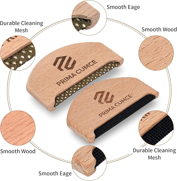 2 PCS Wooden Sweater Comb for De-Pilling Cashmere, Wool, Knitwear, Manual Lint Remover, Portable Depiller for Clothes, Fuzz, Bobbles, Pilling Shaver, Fabric Defuzzer, Sweater Care Tool